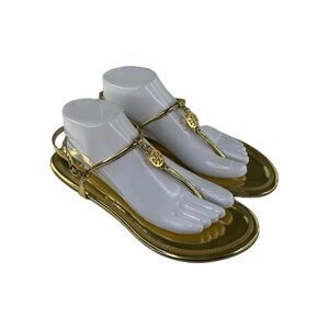 Tory Burch Emmy Metallic Thong Sandals US 10 M Gold Flat Designer Shoes